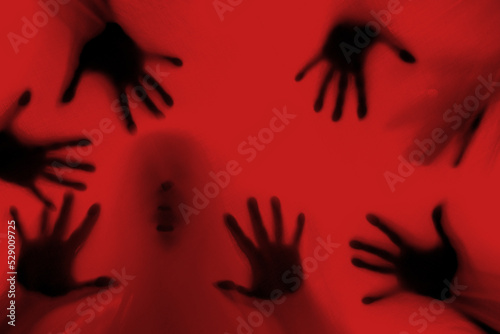Принти на полотні eerie blurry image of humanoids from other planets, frightening creatures that a