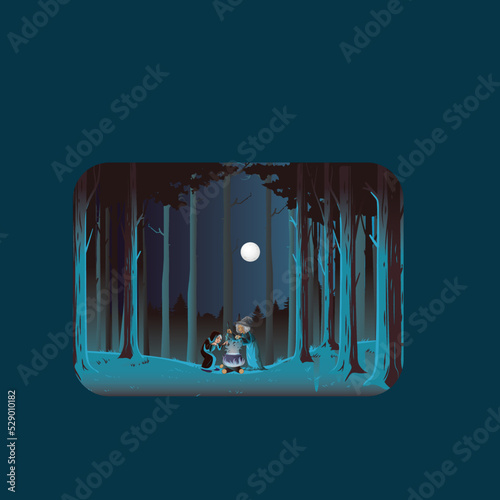 Night Forest Wizard Illustration Art