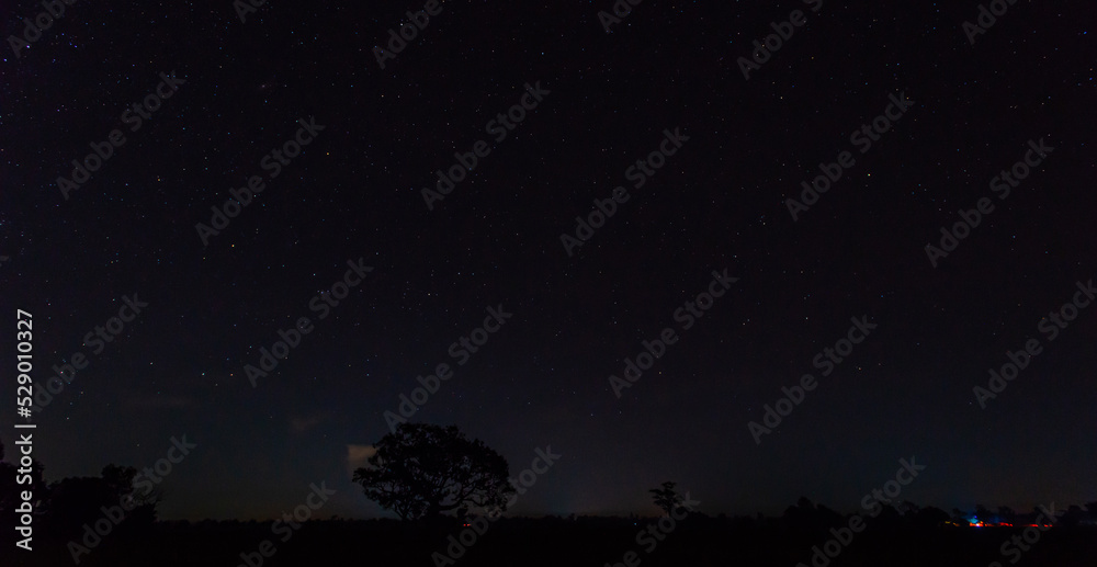 Panorama blue night sky milky way and star on dark background.Universe filled with stars, nebula and galaxy with noise and grain. Panorama blue night sky milky way and star on dark background.Universe filled with stars, nebula and galaxy with noise and grain.