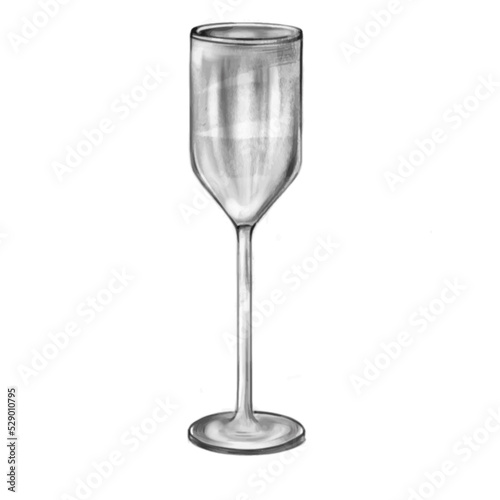 Vector hand drawn sketch of glass champagne glass