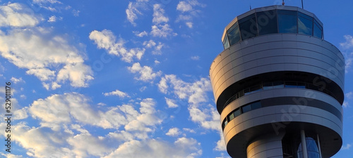 Sofia Traffic Control Tower at cloudy sky