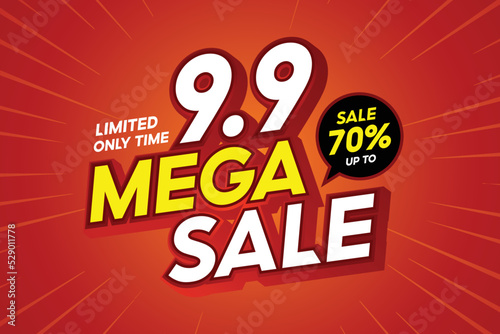 9.9 Flash Sale Shopping banner with Thunder sales banner template design for social media and website.Limited Only time and Flash Sale campaign