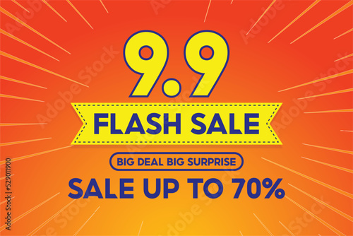 9.9 Flash Sale Shopping banner with Thunder sales banner template design for social media and website.Limited Only time and Flash Sale campaign