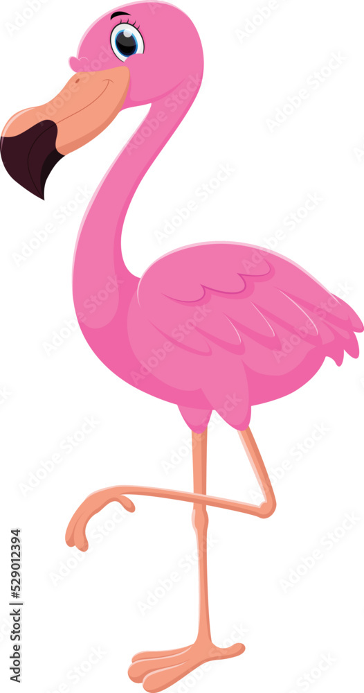 Fototapeta premium Cartoon flamingo isolated on white background