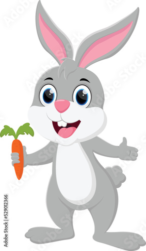 cartoon cute bunny holding carrot