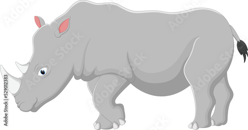 Cartoon rhino standing on white background © ROFIDOHTUL