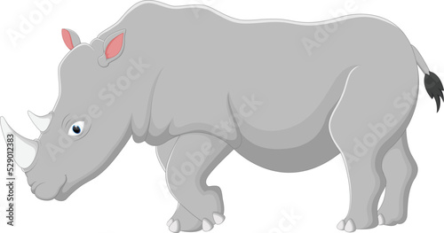 Cartoon rhino standing on white background