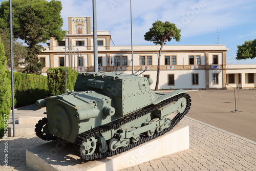 depot of military tanks in the forecourt of the barracks- photo