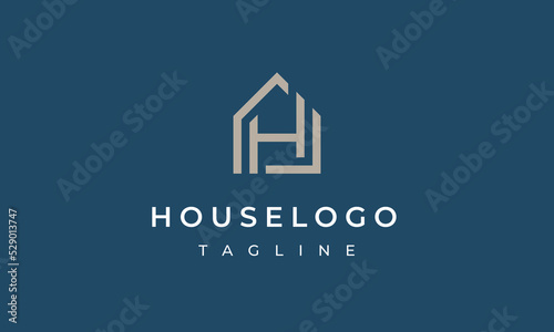 real estate letter H house logo concept architecture home construction company logo realty rent symbol icon vector template photo