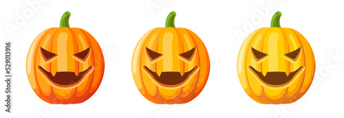 Pumpkin. Smiling pumpkin. Jack-o'-lantern. Vector clipart isolated on white background.