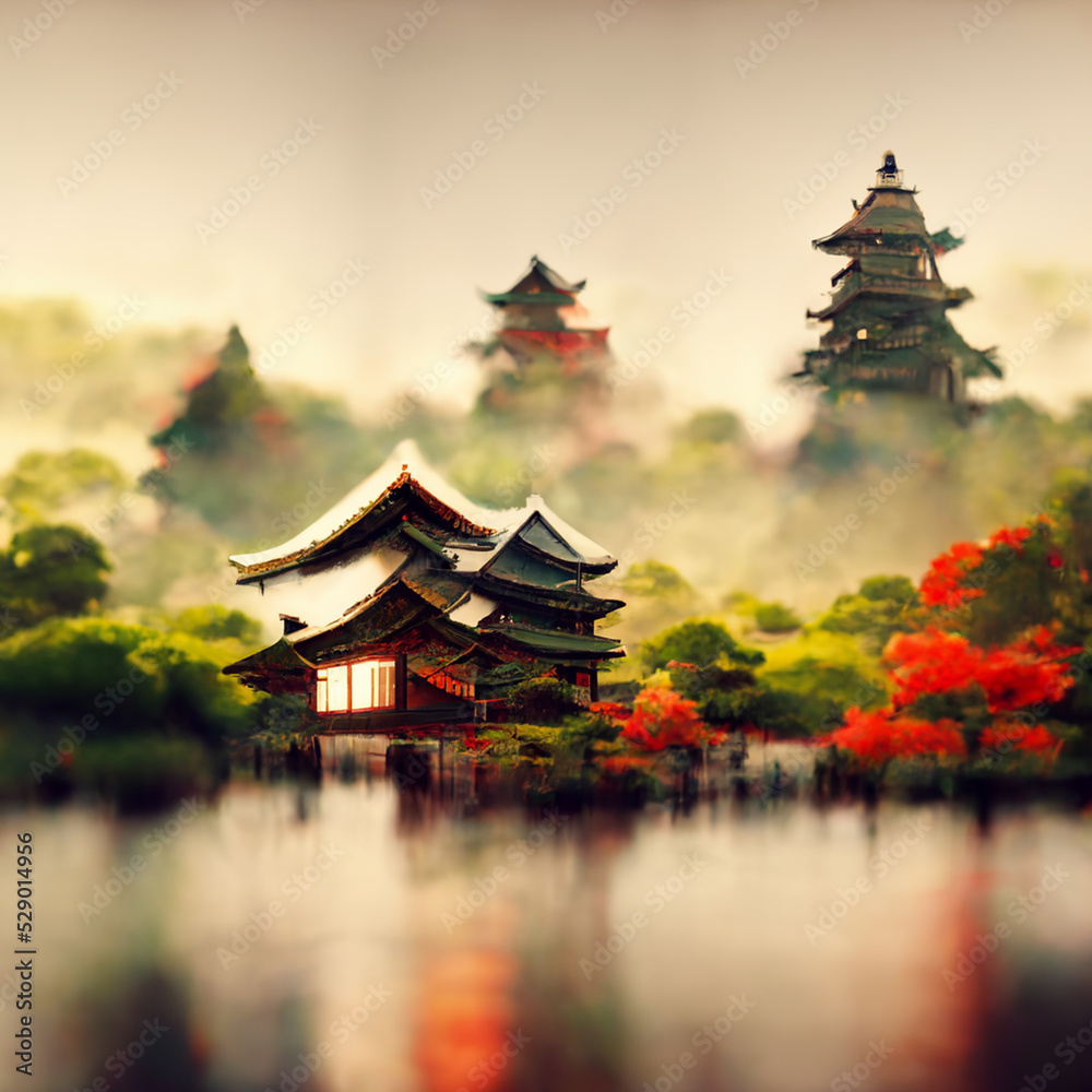 japanese temple in the morning japanese temple in the morning