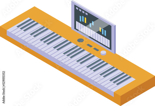 Dj synthesizer icon isometric vector. Piano music. Keyboard instrument