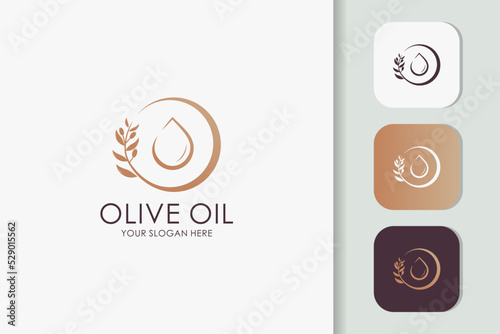 circular olive oil extract logo design, flower oil extract