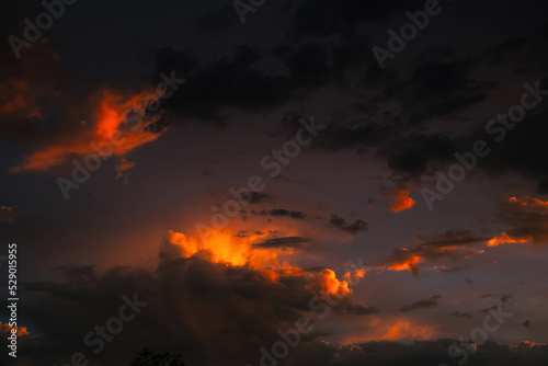 Powerful Dramatic Dark Red Sunset Sky Background © yarohork