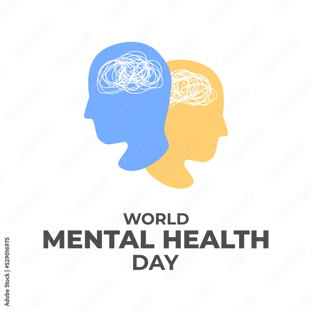 World Mental Health Poster Background Simple Vector Template Illustration to Raise Awareness about Mental Health in October