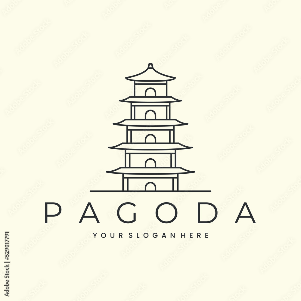 vector pagoda with linear style logo vector illustration icon template design