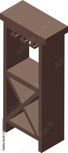 Small wine cabinet icon isometric vector. Wood room. Interior box