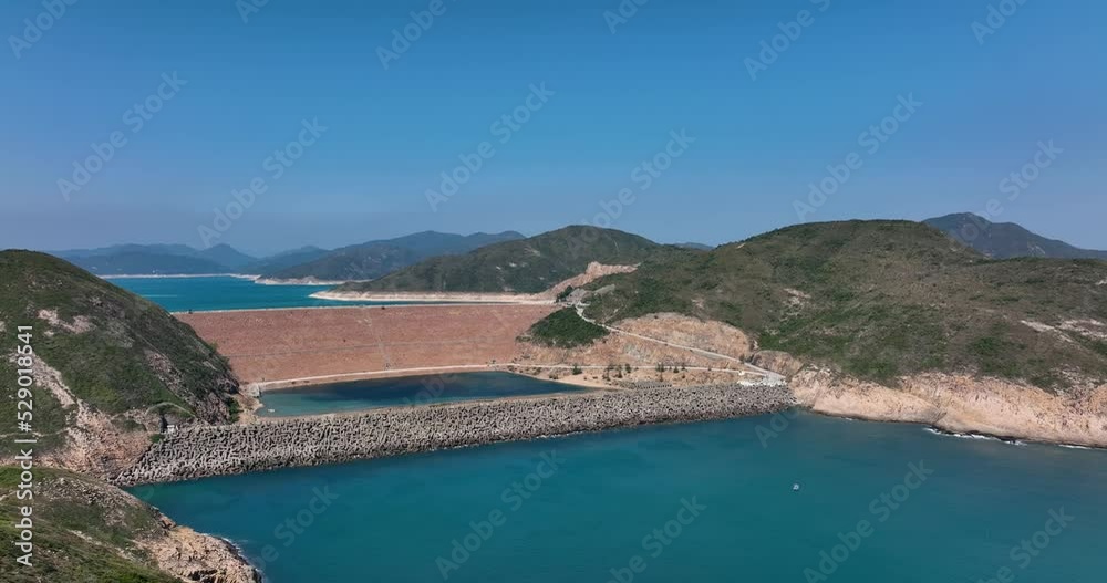 Drone fly over Hong Kong Sai kung high island reservoir Drone fly over Hong Kong Sai kung high island reservoir