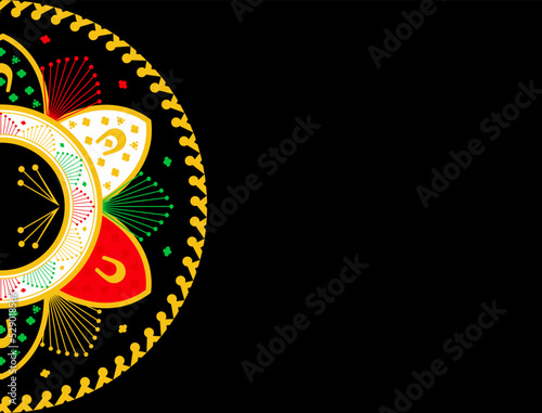 Mexican mariachi hat with black background photo