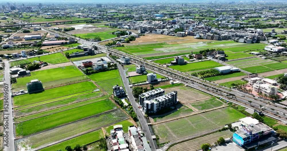 Top view of Dongshan rice meadow in Yilan of Taiwan Top view of Dongshan rice meadow in Yilan of Taiwan