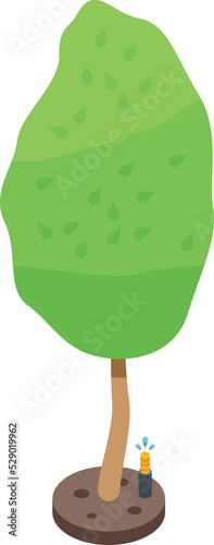 Tree irrigation icon isometric vector. Water system. Pipe garden