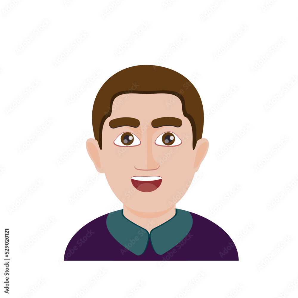 Emoji for men. Emoji-style face. vector illustration. Talking person of self-expression, an avatar for a video blog. Memoji stickers.
