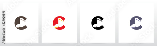 Quaver Music Note On Letter Logo Design C