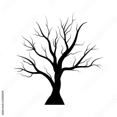 Tree without leaves black silhouette illustration