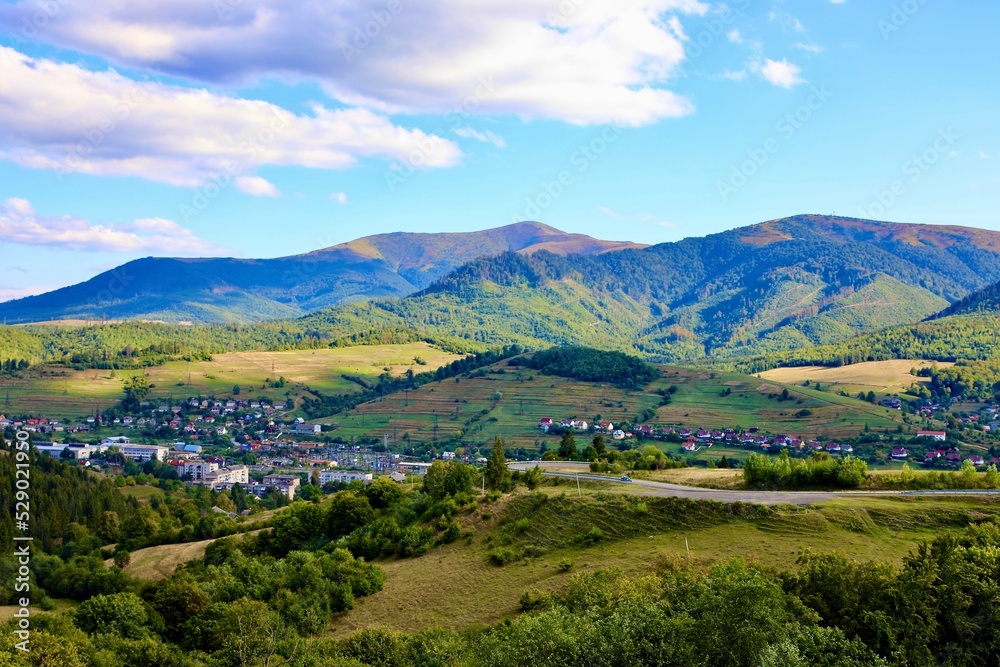 landscape with mountains and clouds