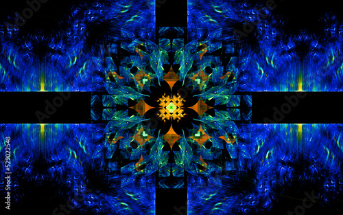digital illustration abstract image generated fractal background image wallpaper pattern of various geometric shapes and lines of various colors for computer graphics or web design