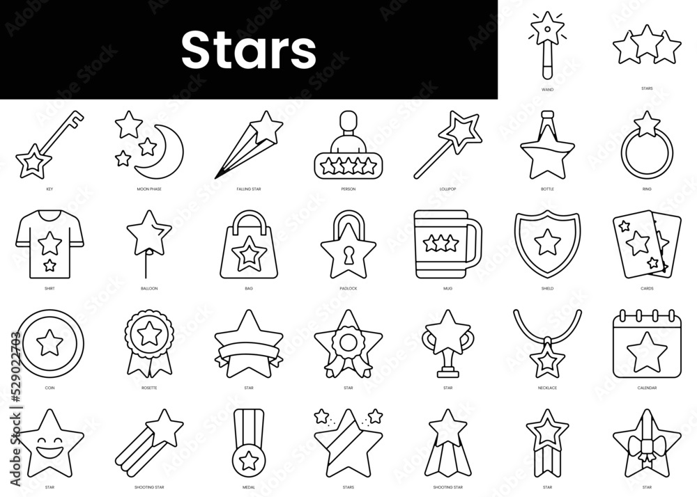 set-of-outline-stars-icons-minimalist-thin-linear-web-icons-bundle