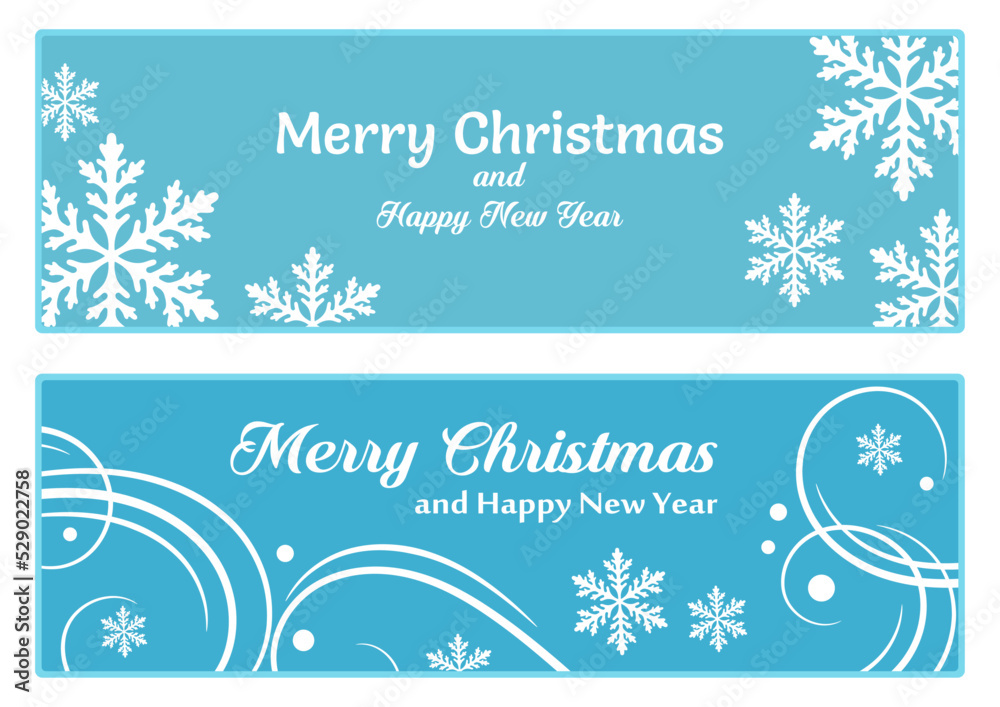 Merry Christmas and New Year. Winter backgrounds with snowflakes and frosty pattern. Background template for winter, New Year and Christmas posters, greetings, invitations. Vector illustration