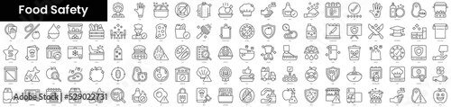 Set of outline food safety icons. Minimalist thin linear web icons bundle. vector illustration.