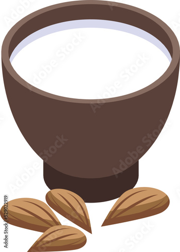 Milk almond icon isometric vector. Food vegetable. Vegan drink