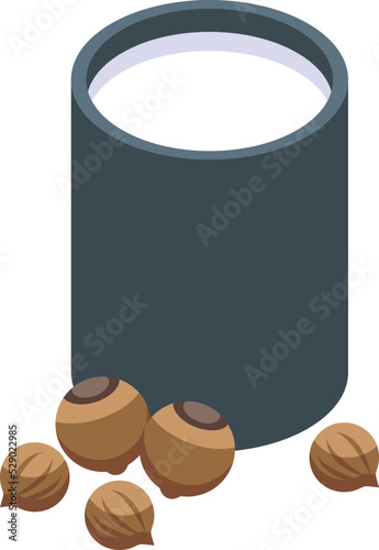 Hazelnut milk icon isometric vector. Almond plant. Vegan soya