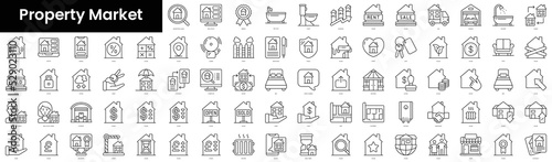 Set of outline property market icons. Minimalist thin linear web icons bundle. vector illustration.