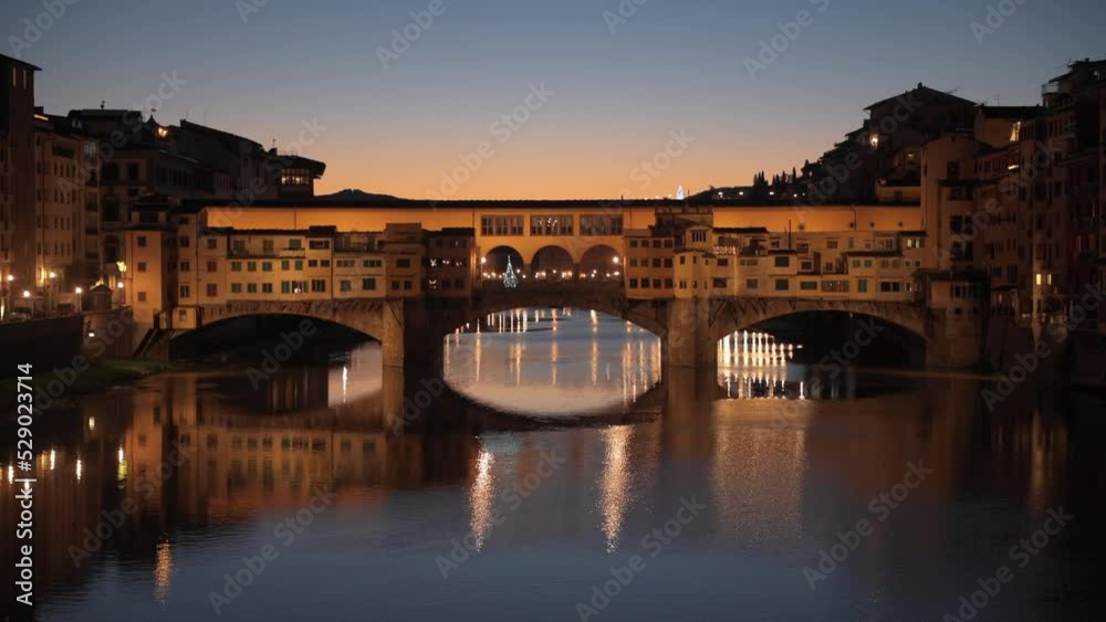 Florence, Italy at the Ponte Vecchio Bridge crossing the Arno River Florence, Italy at the Ponte Vecchio Bridge crossing the Arno River