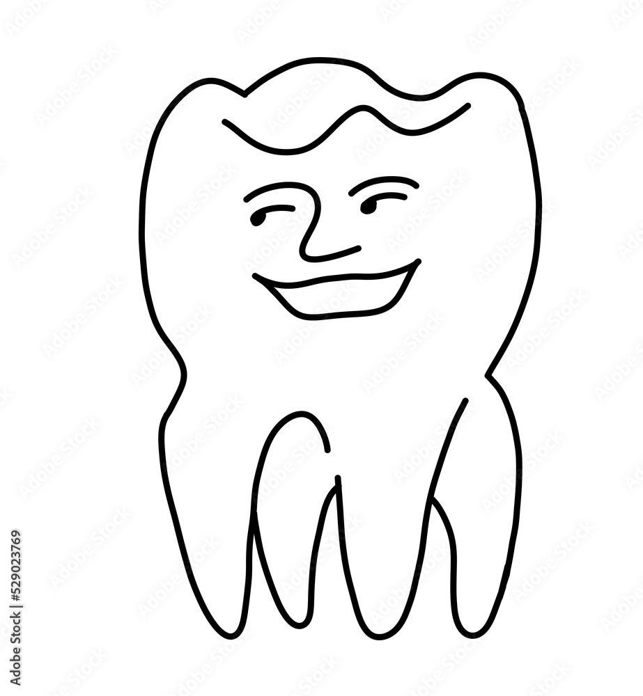 Root tooth cartoon character with problem and solution. Dental care for healthy teeth. Medical professional check up and treatment. Hand drawn illustration. Comic personage with emotions style drawing Root tooth cartoon character with problem and solution. Dental care for healthy teeth. Medical professional check up and treatment. Hand drawn illustration. Comic personage with emotions style drawing