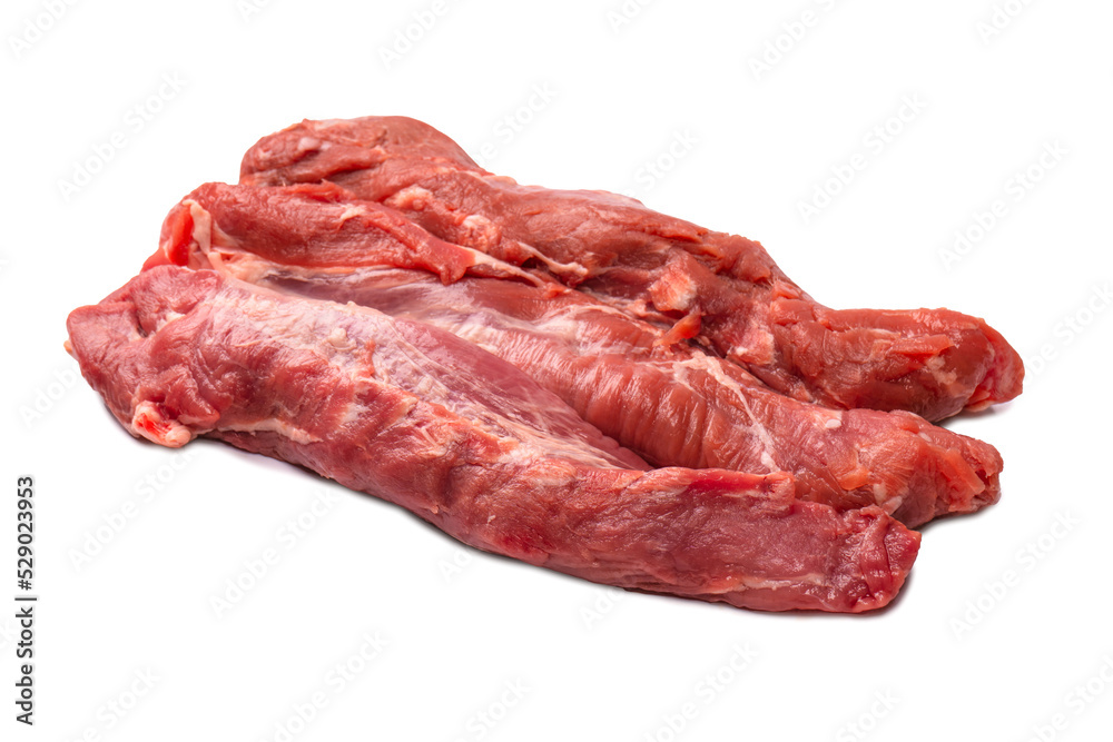 Raw pork tenderloin isolated on a white background. Raw pork tenderloin isolated on a white background.