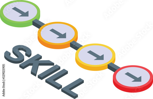 Skill level up icon isometric vector. Capacity effective. Personal goal