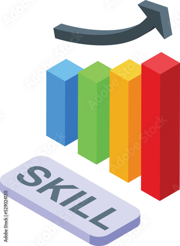 Skill graph chart icon isometric vector. Level training. Advanced test