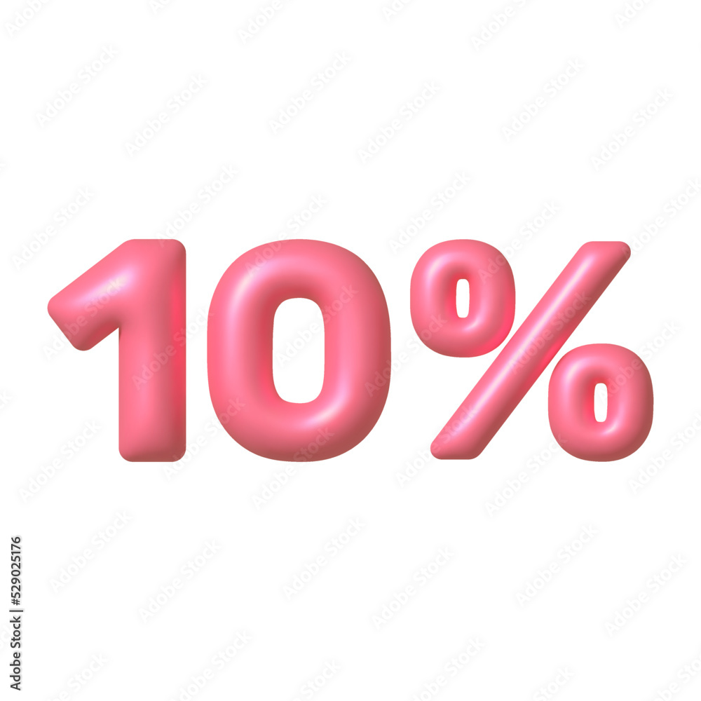 Sale 3D icon. Pink glossy 10 percent discount vector sign. 3d vector realistic design element. Sale 3D icon. Pink glossy 10 percent discount vector sign. 3d vector realistic design element.