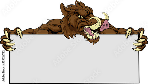Boar Mascot Sign