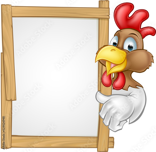 Cartoon Chicken Rooster Sign
