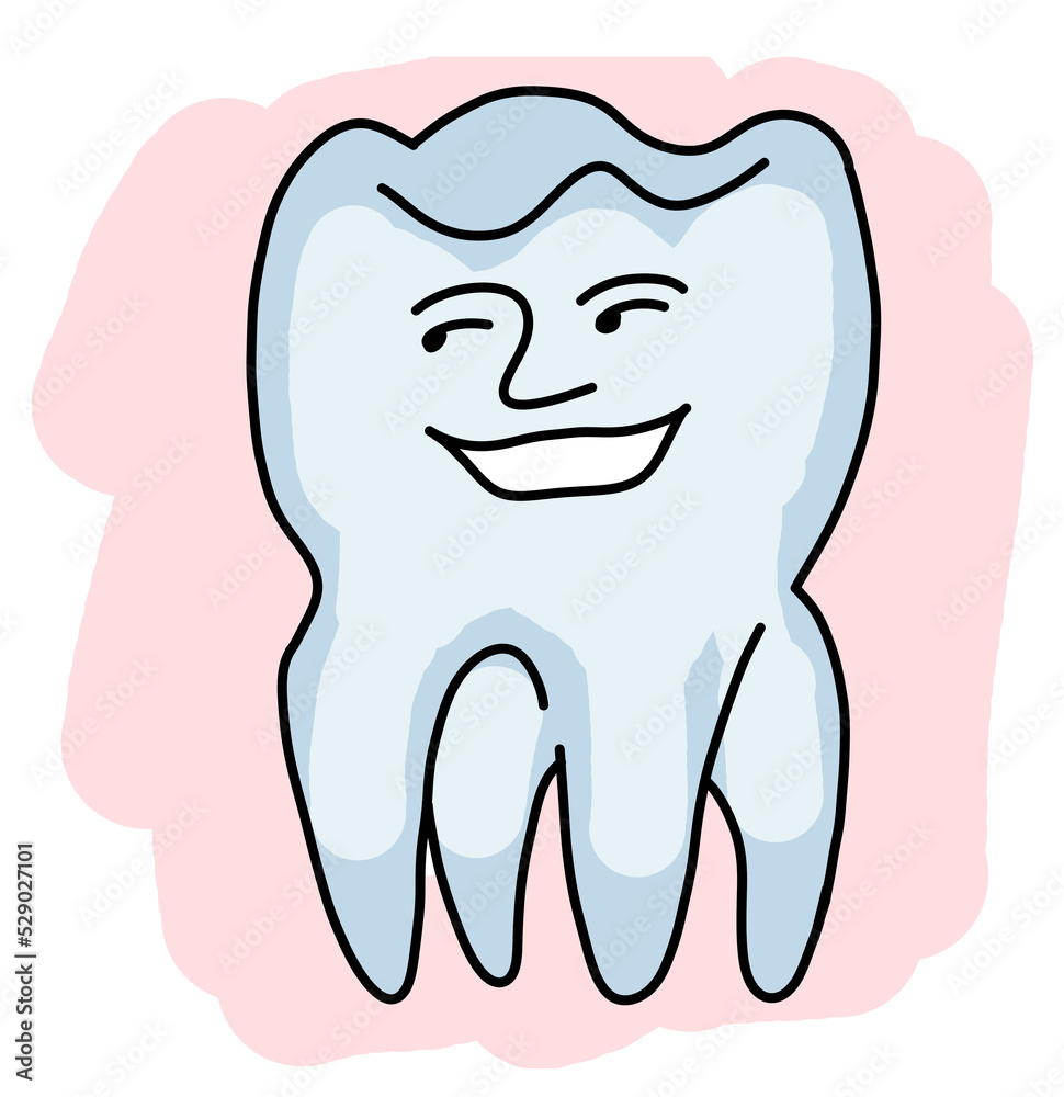 Root tooth cartoon character with problem and solution. Dental care for healthy teeth. Medical professional check up and treatment. Hand drawn illustration. Comic personage with emotions style drawing Root tooth cartoon character with problem and solution. Dental care for healthy teeth. Medical professional check up and treatment. Hand drawn illustration. Comic personage with emotions style drawing
