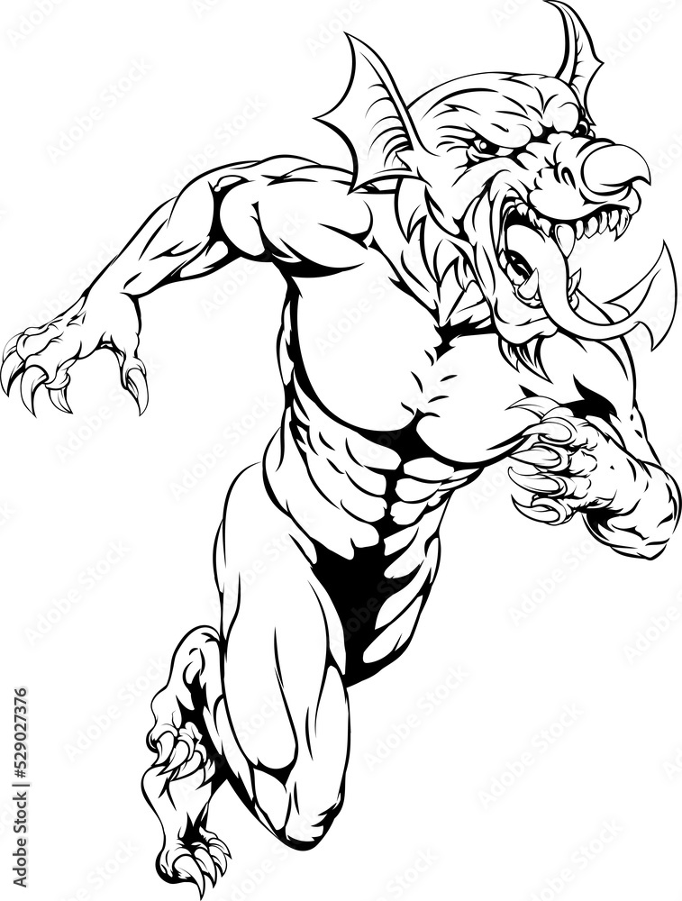 Obraz premium Welsh dragon mascot running