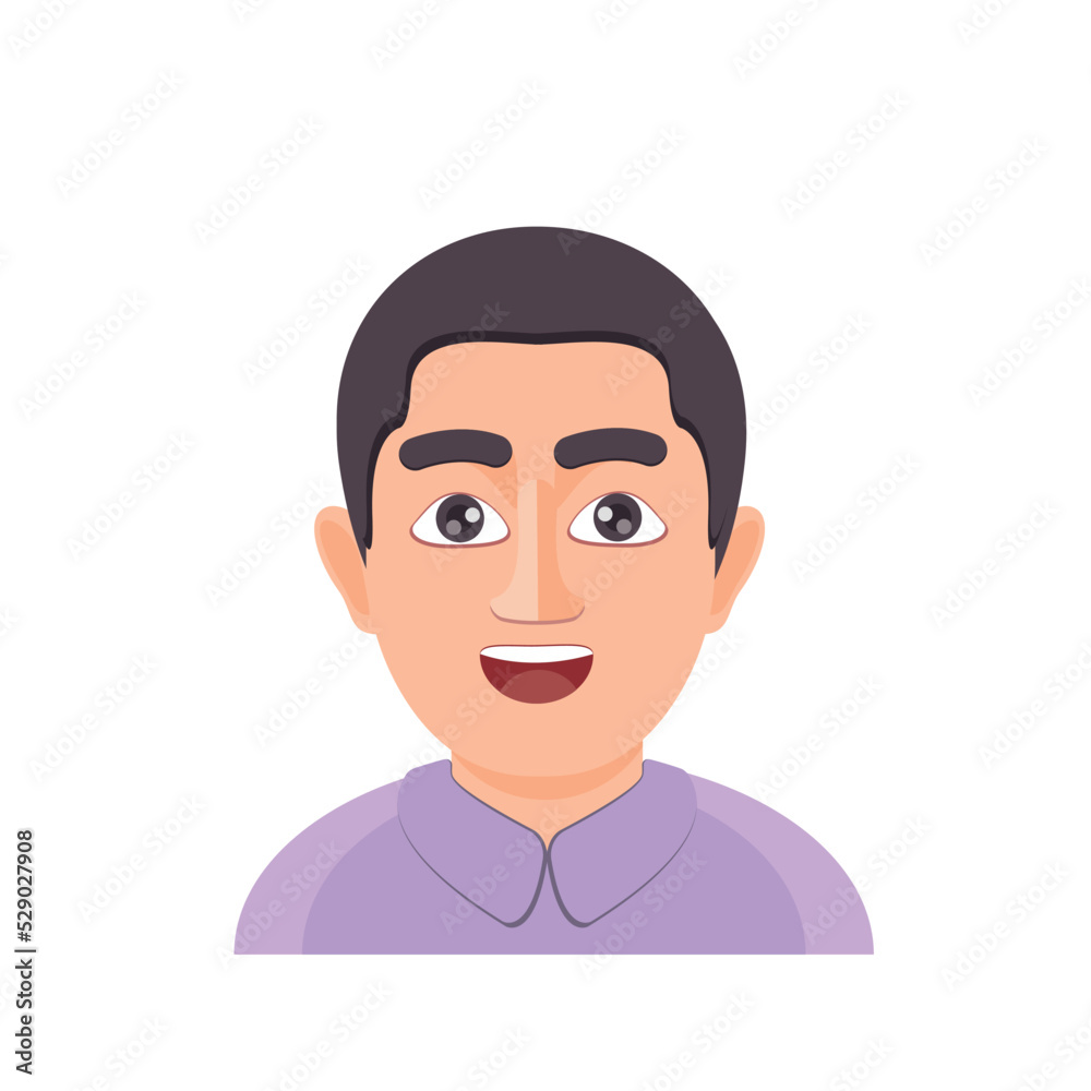 Emoji for men. Emoji-style face. vector illustration. Talking person of self-expression, an avatar for a video blog. Memoji stickers.
