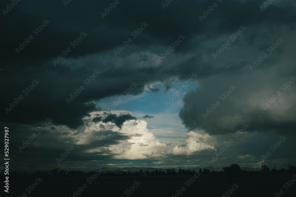 cloudy sky with chance of rain and thunderstorm