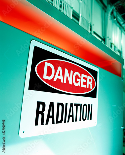 Close-up of a radiation sign