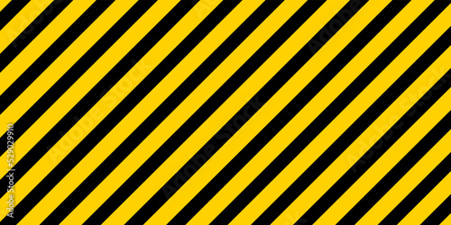 Yellow-black stripes safety background. Danger, caution and hazard pattern. Sign for warning and attention. Backdrop with diagonal stripes for road. Vector